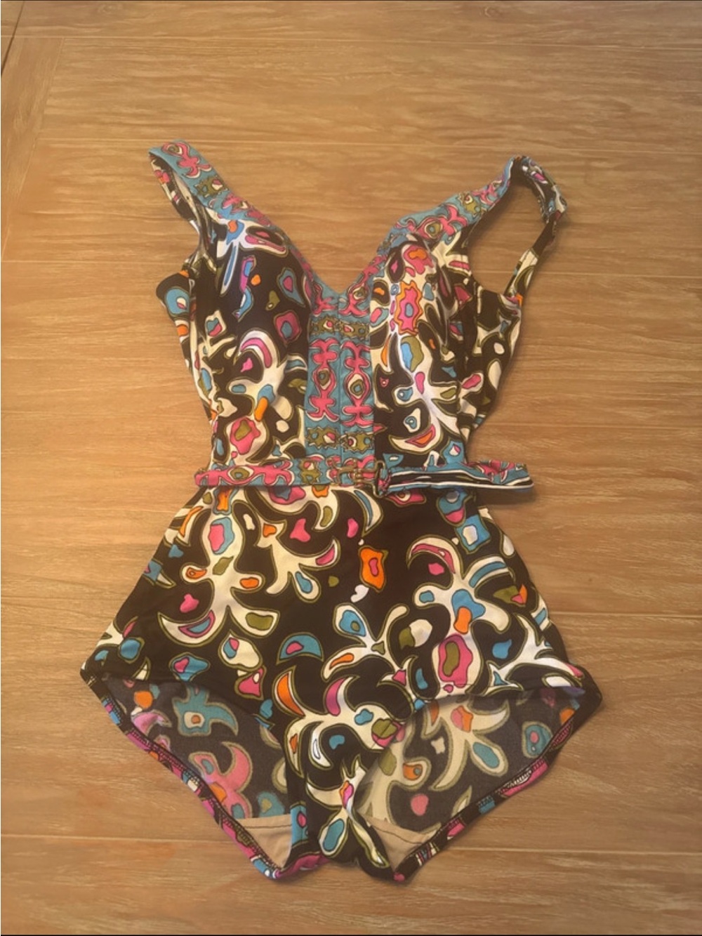 Kids Black Multi-Color Patterned Romper
